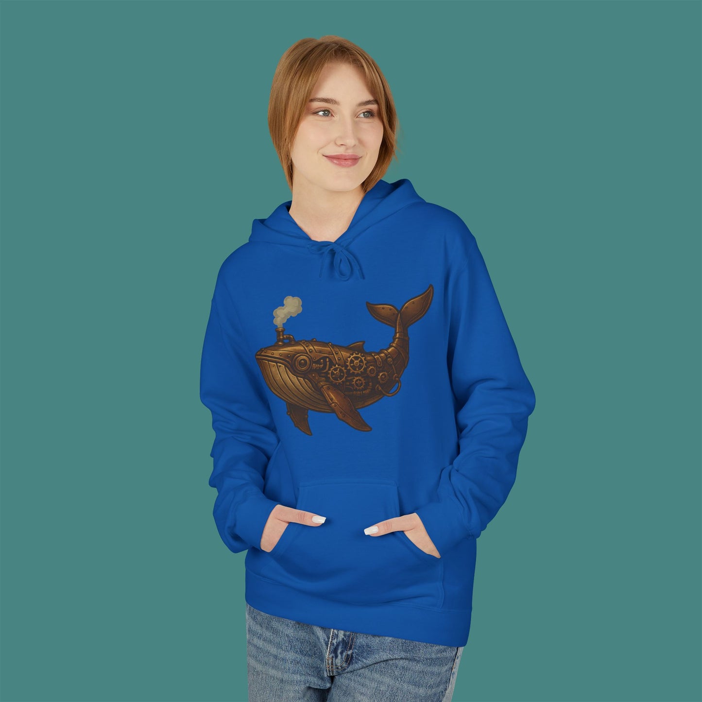 Steampunk Mechanical Whale Fleece Unisex Hoodie