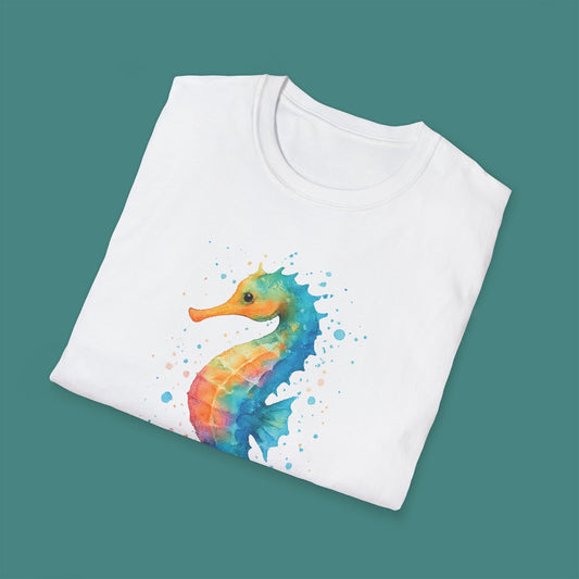 Watercolor Splash Seahorse Unisex T-Shirt