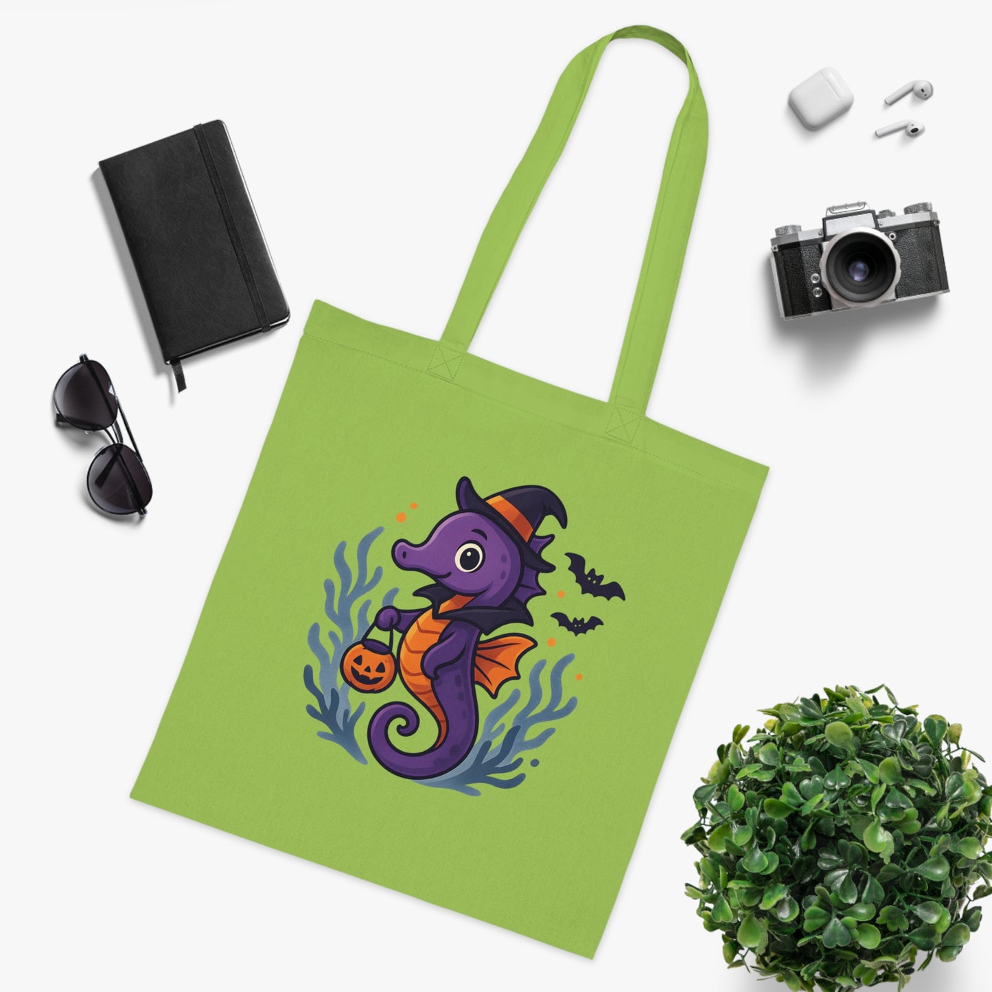 Halloween Seahorse Tote Bag