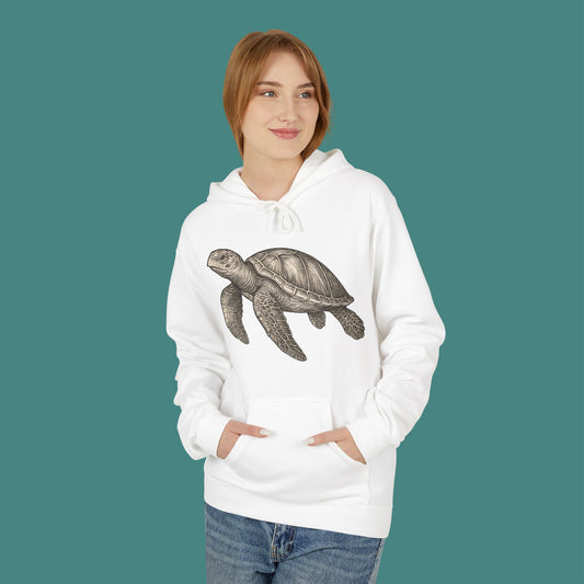 Vintage Etching Turtle Fleece Unisex Hoodie