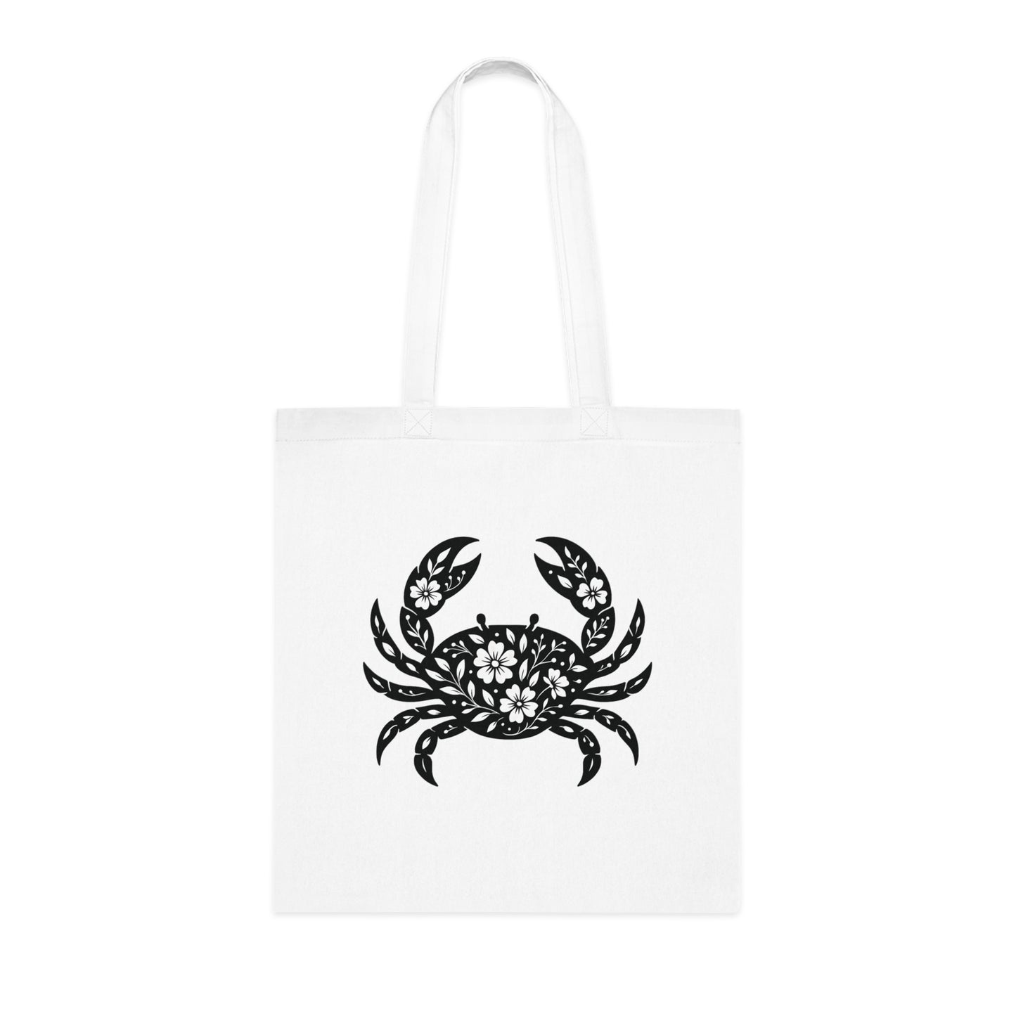 Floral Crab Silhouette Tote Bag