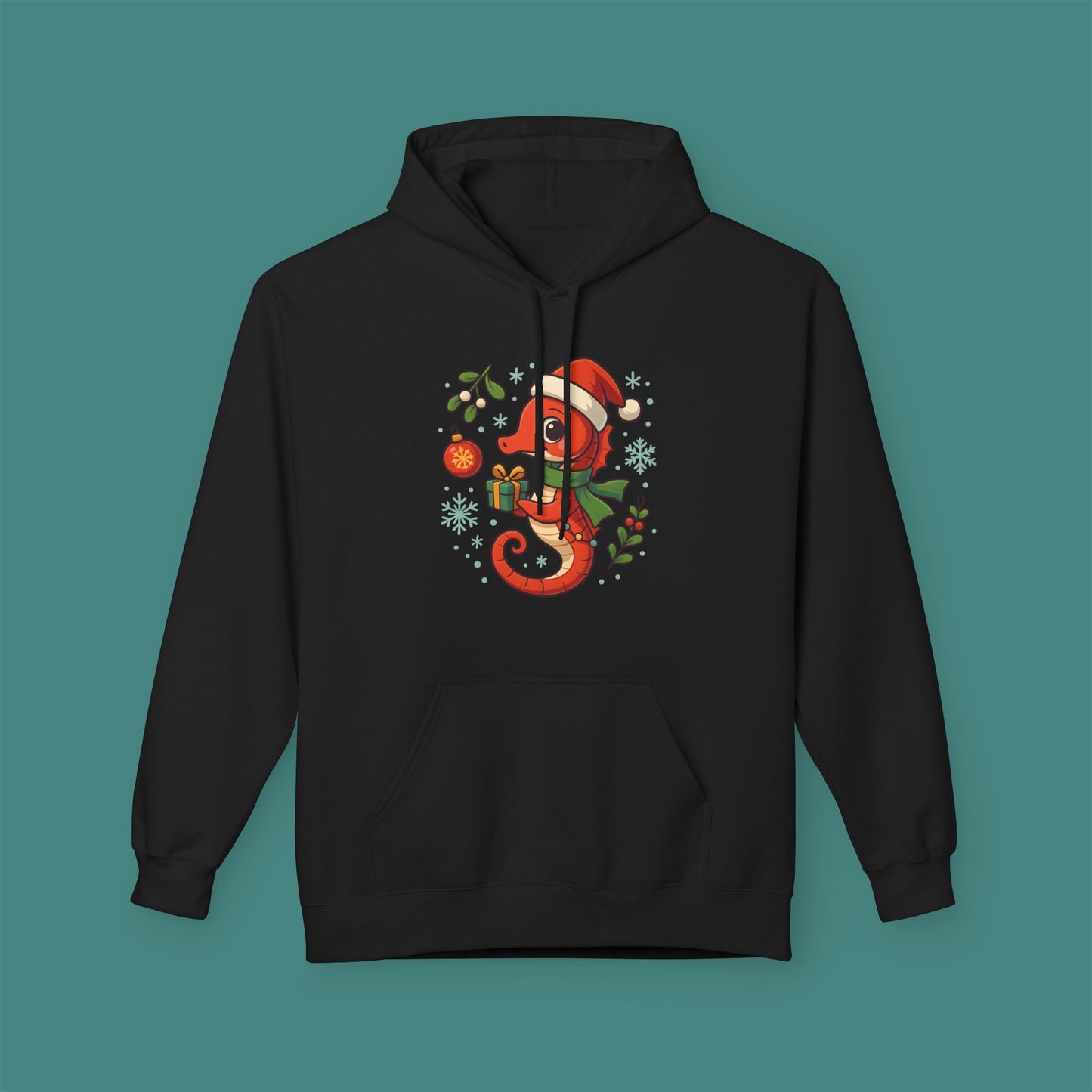 Christmas Seahorse Fleece Unisex Hoodie