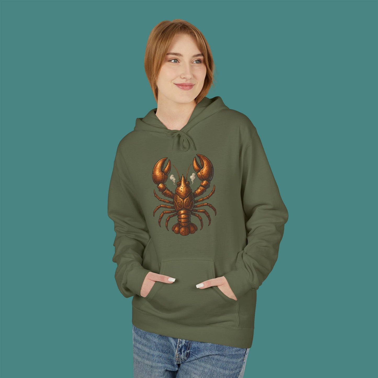 Steampunk Mechanical Lobster Fleece Unisex Hoodie