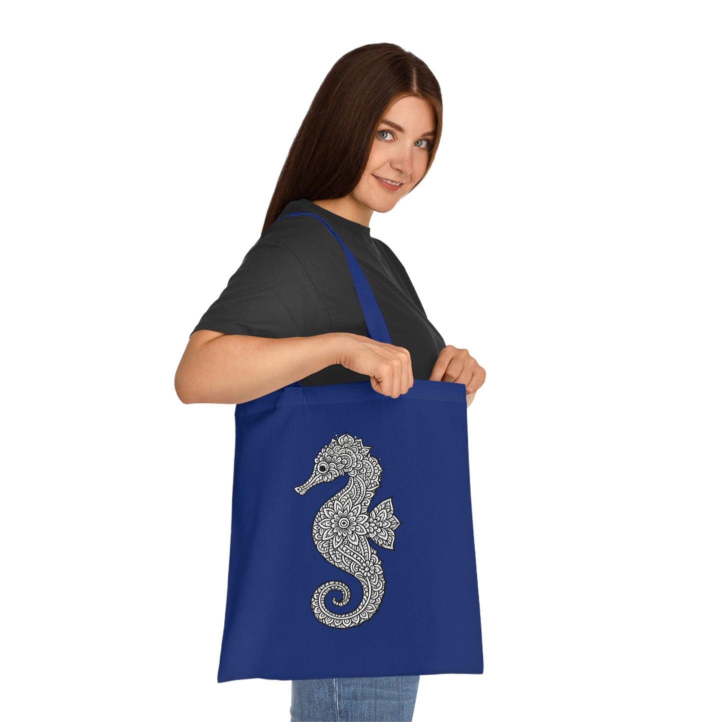 Intricate Mandala Seahorse Tote Bag