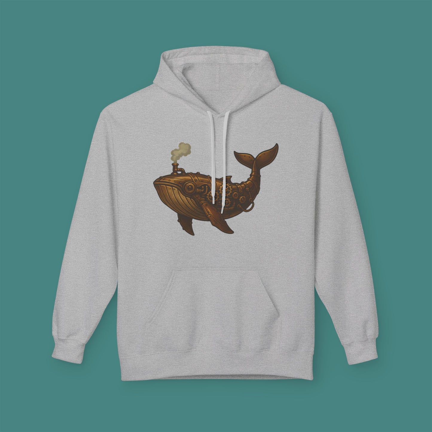 Steampunk Mechanical Whale Fleece Unisex Hoodie