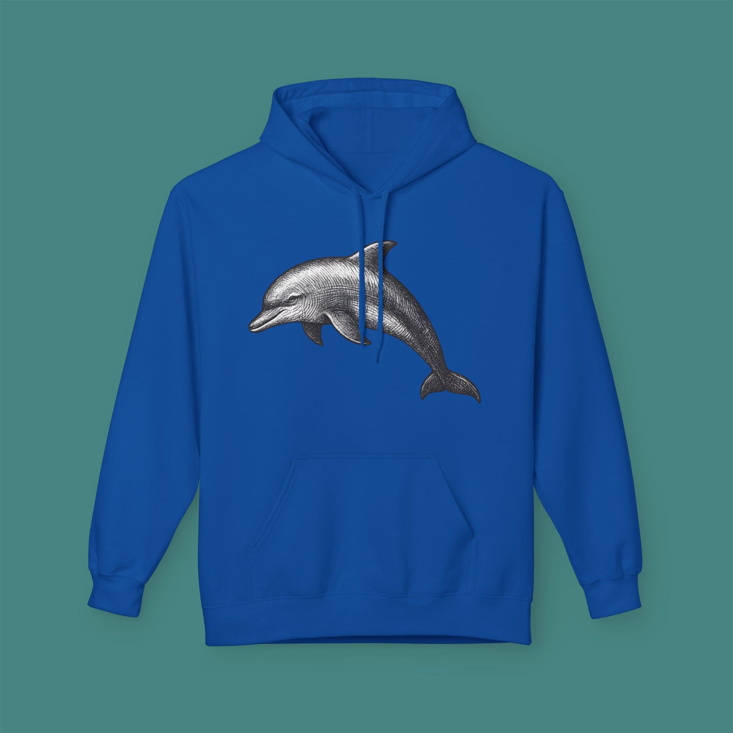 Vintage Etching Dolphin Fleece Unisex Hoodie