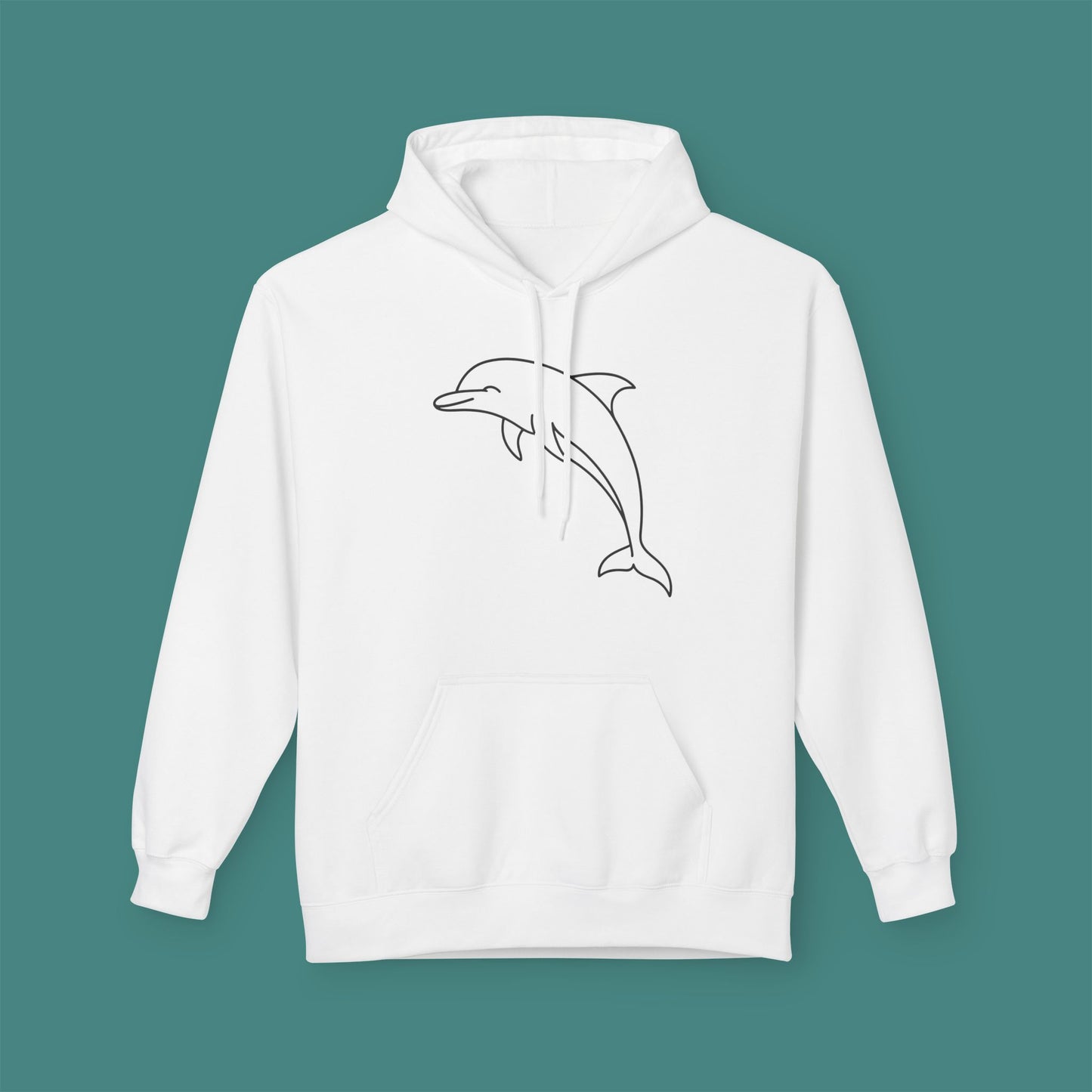 Minimalist Line Art Dolphin Fleece Unisex Hoodie