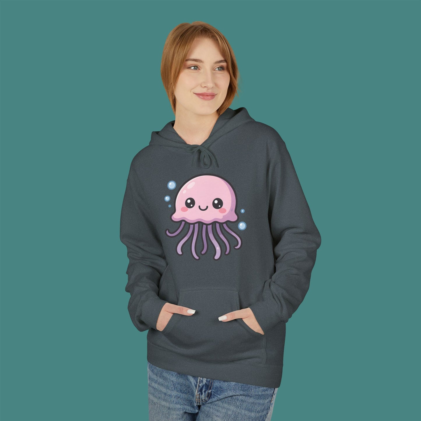 Cartoon Cute Jellyfish Fleece Unisex Hoodie