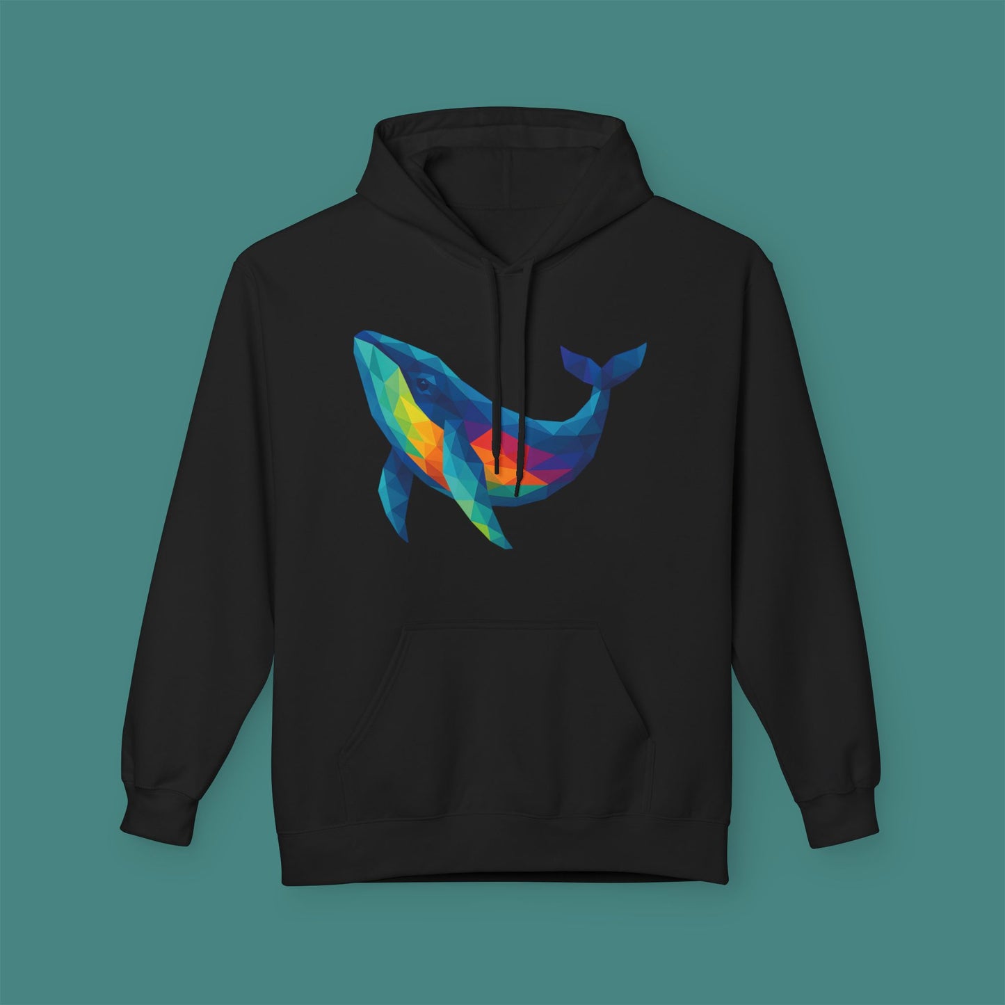 Geometric Polygon Whale Fleece Unisex Hoodie