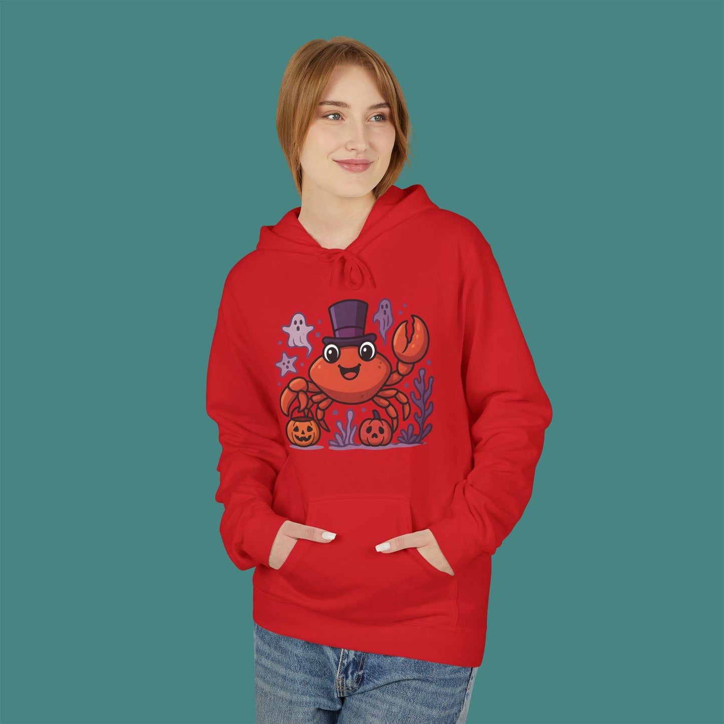 Halloween Crab Fleece Unisex Hoodie