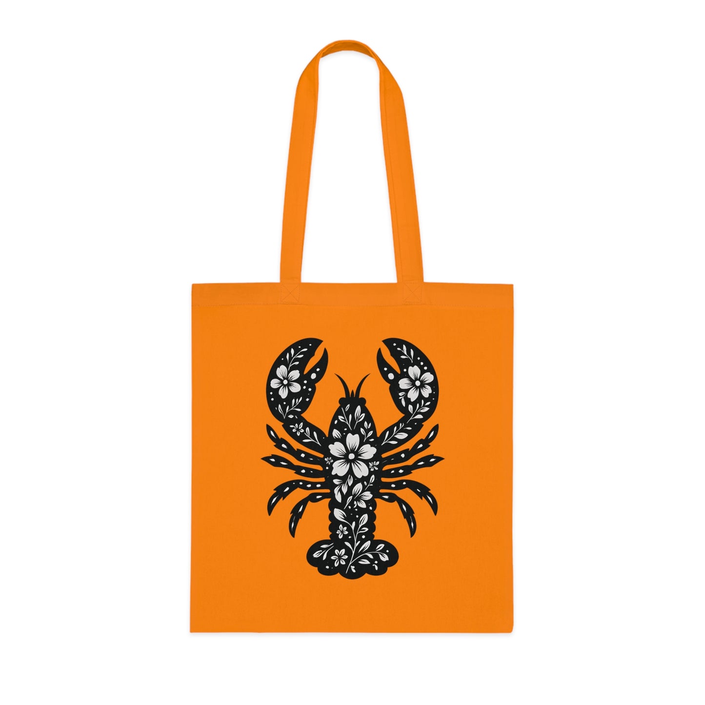 Floral Lobster Silhouette Tote Bag