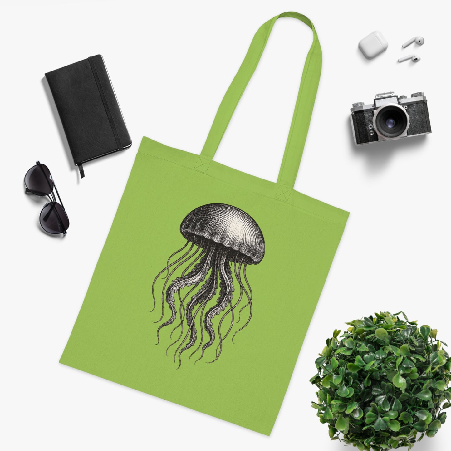 Vintage Etching Jellyfish Tote Bag