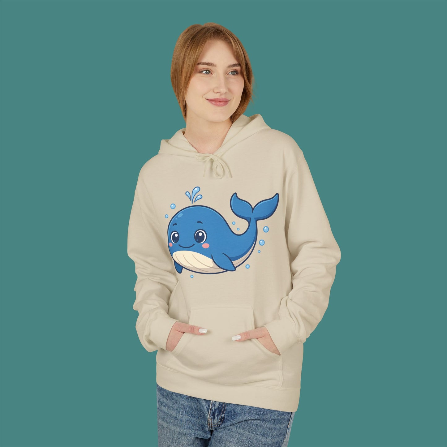 Cartoon Cute Whale Fleece Unisex Hoodie