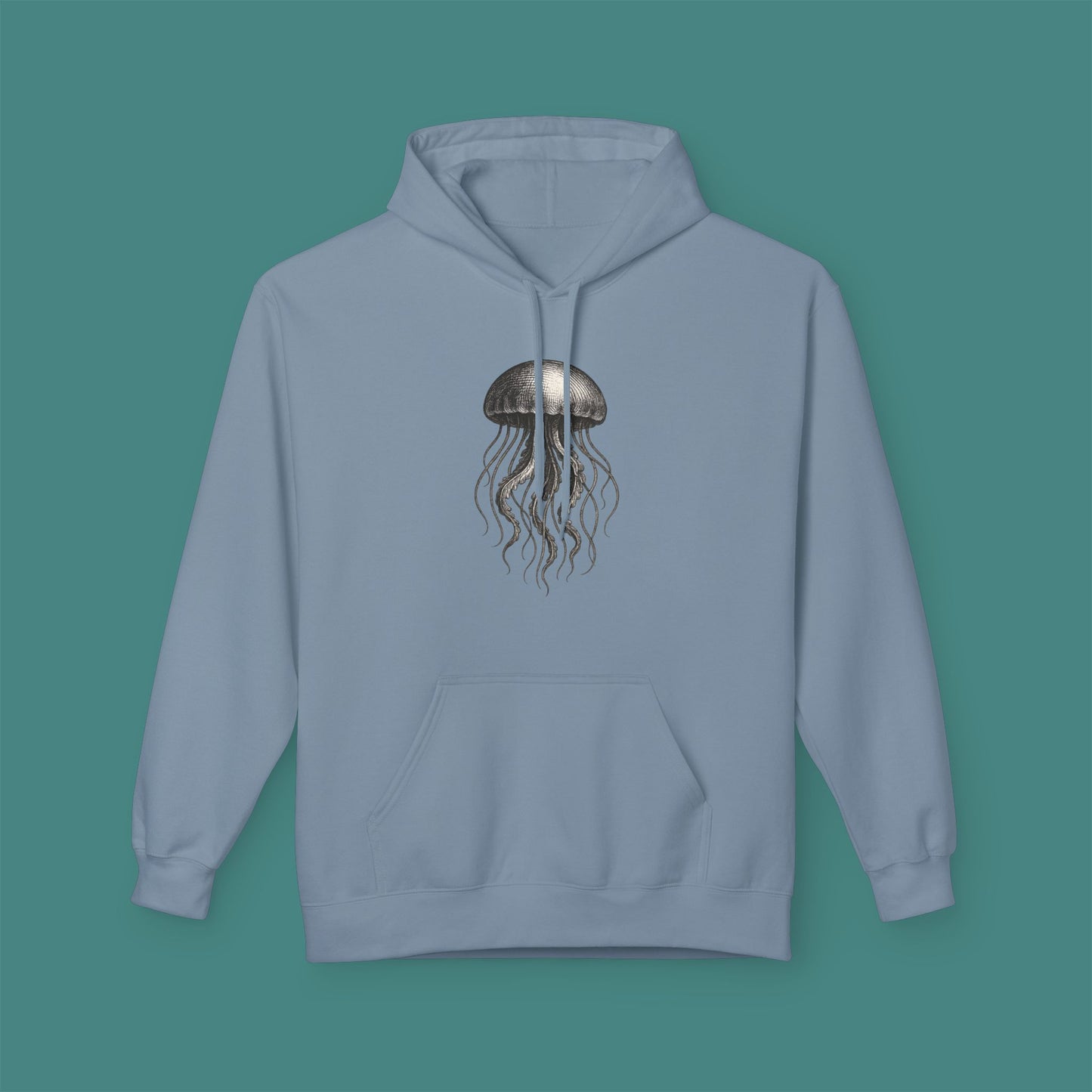 Vintage Etching Jellyfish Fleece Unisex Hoodie