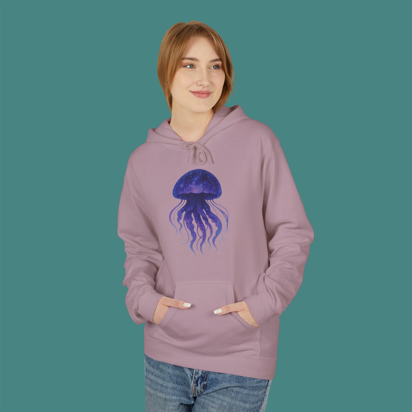 Cosmic Galaxy Jellyfish Fleece Unisex Hoodie