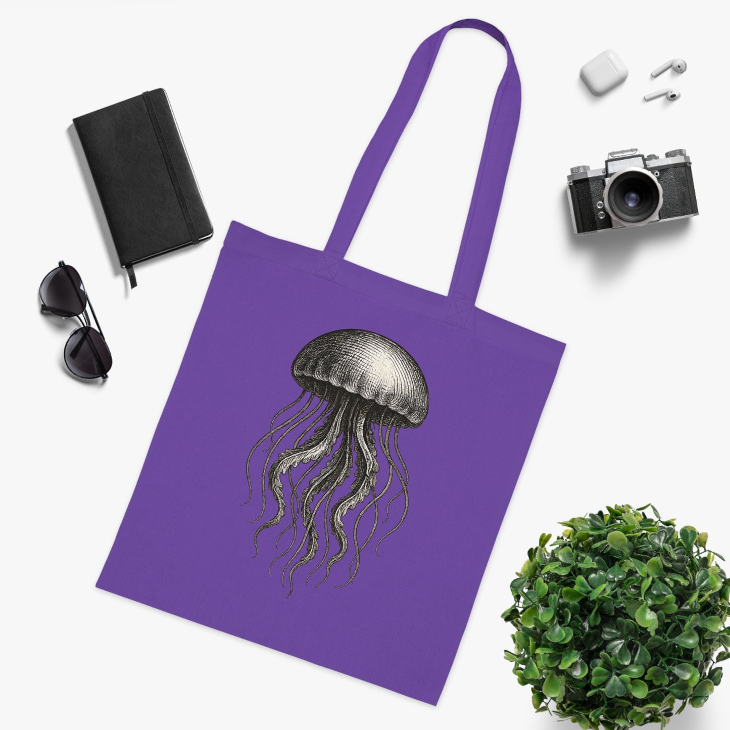 Vintage Etching Jellyfish Tote Bag