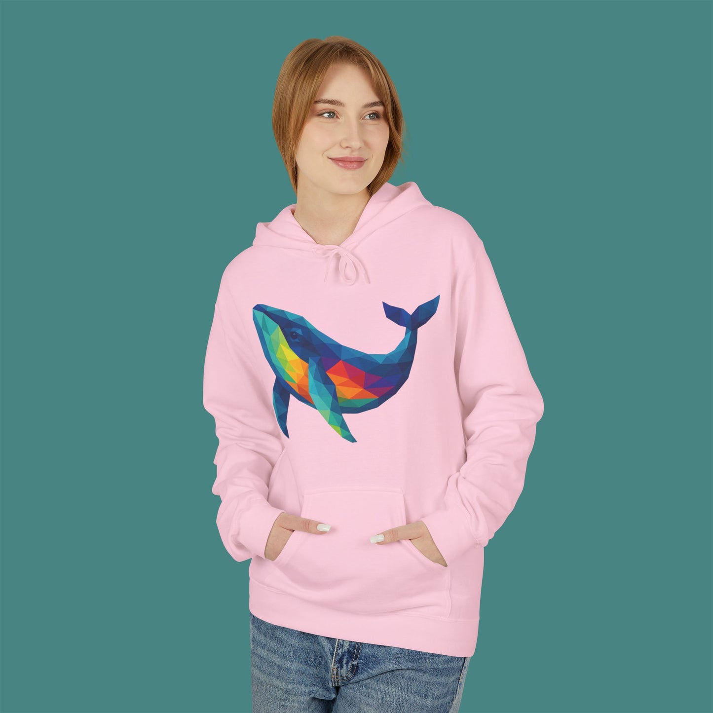 Geometric Polygon Whale Fleece Unisex Hoodie