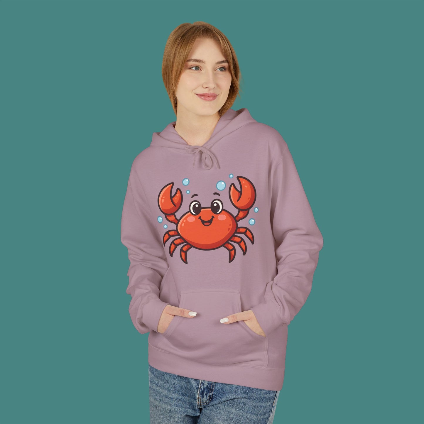 Cartoon Cute Crab Fleece Unisex Hoodie
