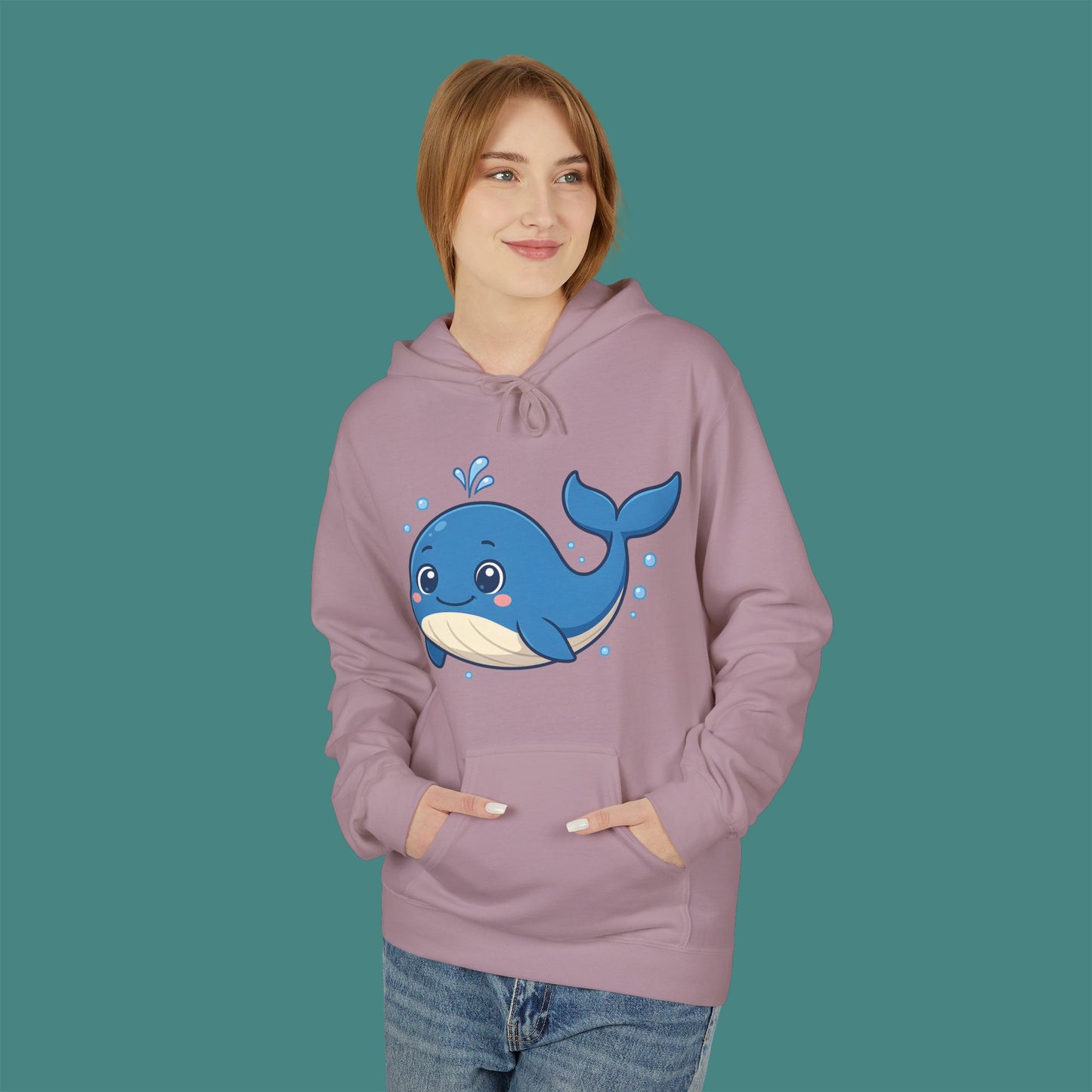 Cartoon Cute Whale Fleece Unisex Hoodie