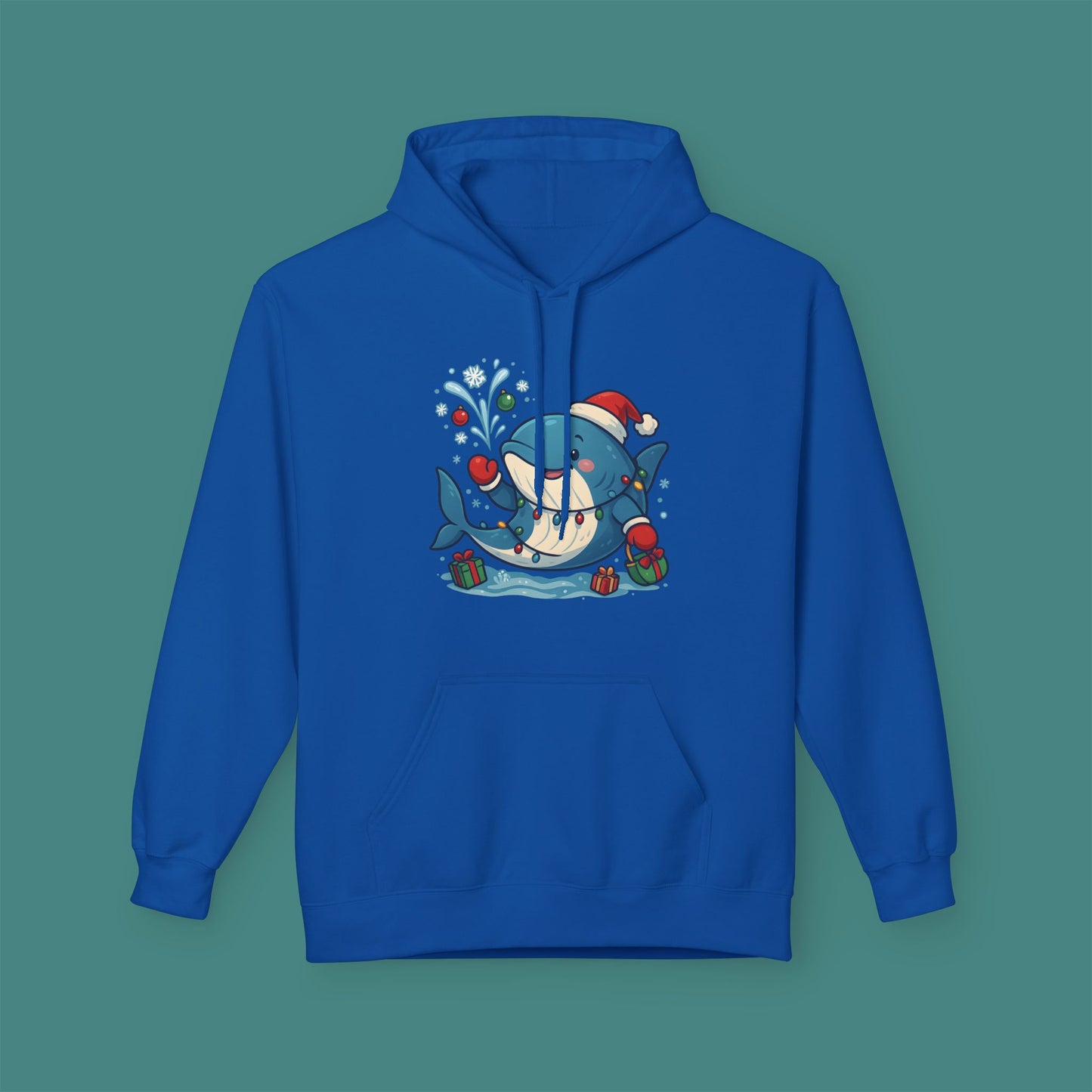 Christmas Whale Fleece Unisex Hoodie