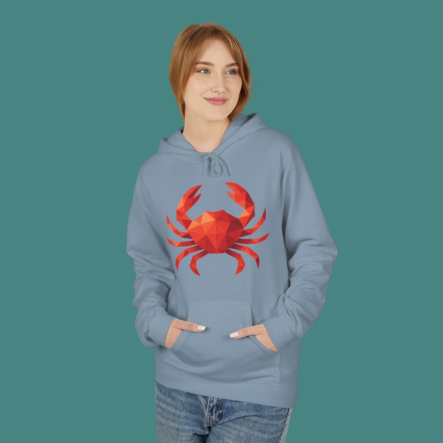 Geometric Polygon Crab Fleece Unisex Hoodie