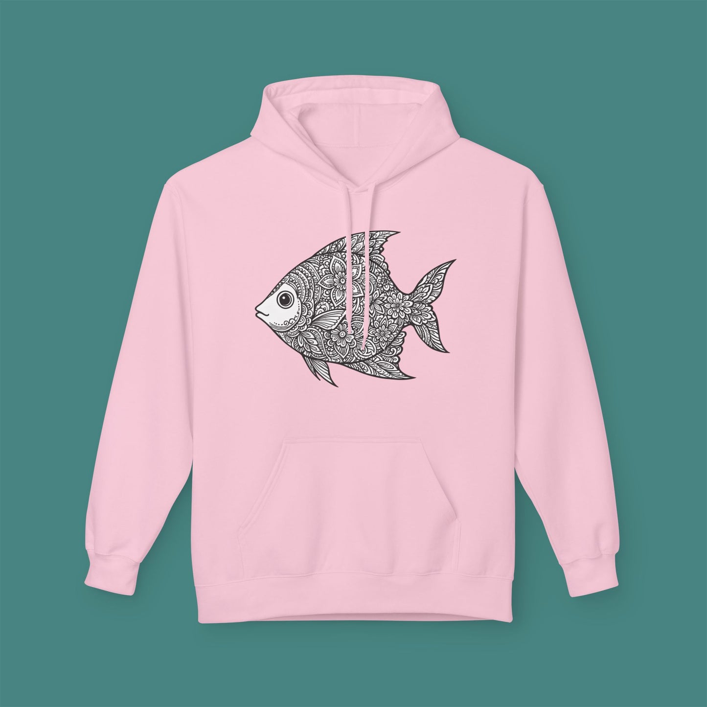 Intricate Mandala Fish Fleece Unisex Hoodie
