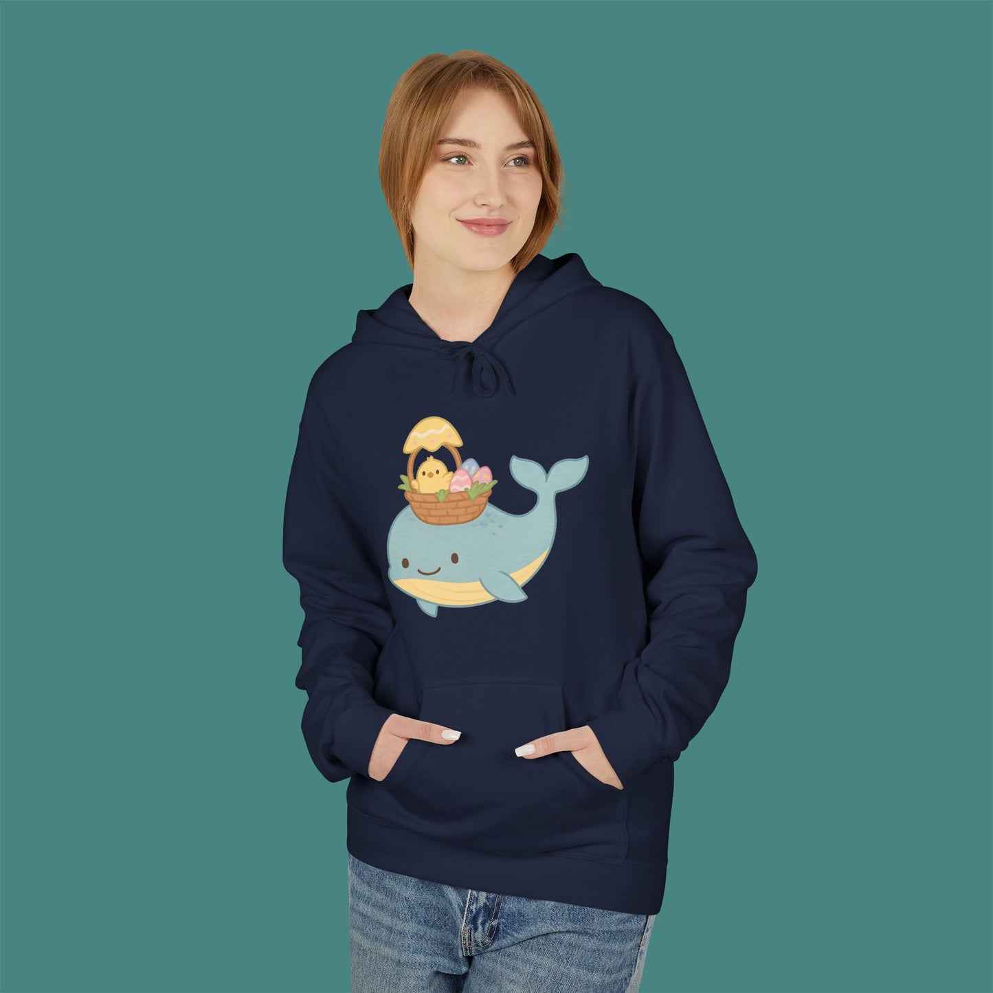 Easter Whale Fleece Unisex Hoodie