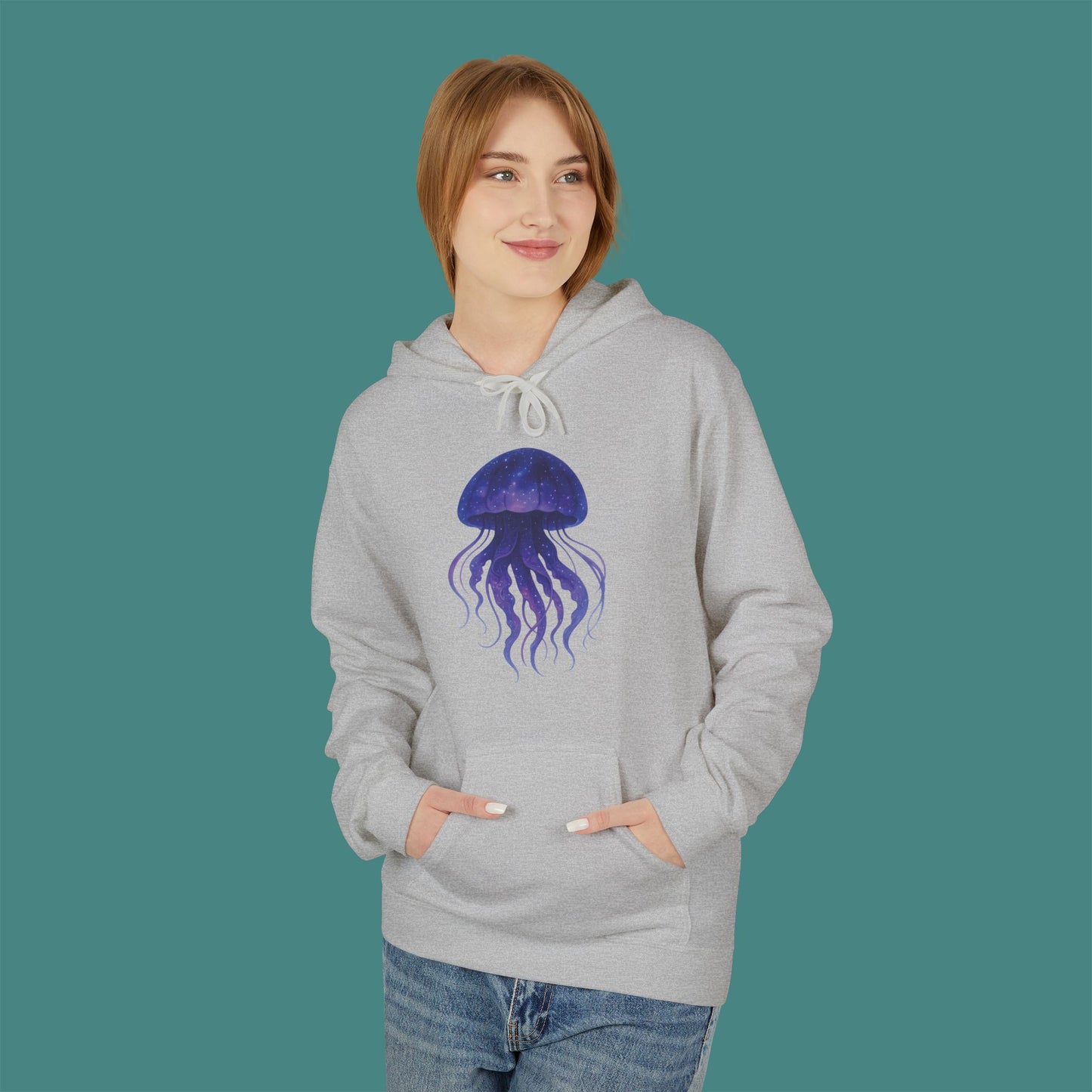 Cosmic Galaxy Jellyfish Fleece Unisex Hoodie