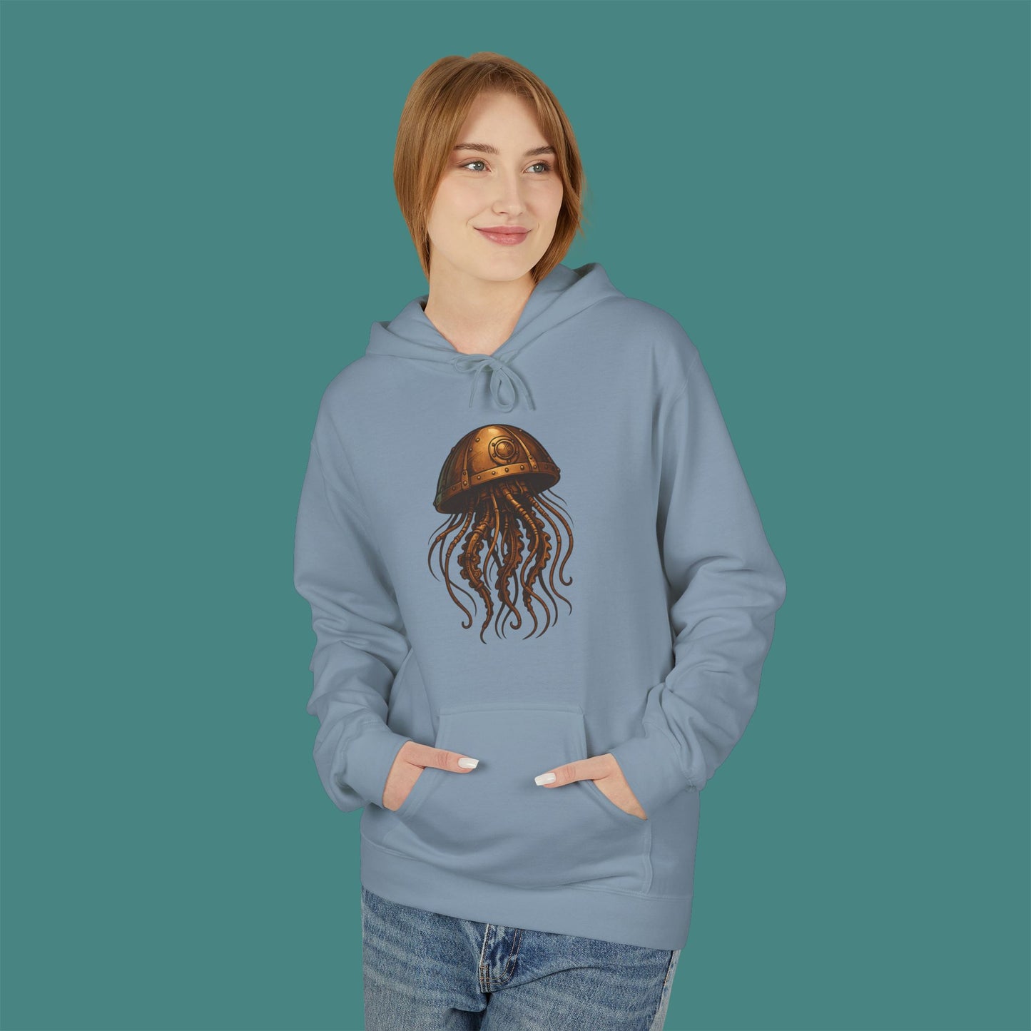 Steampunk Mechanical Jellyfish Fleece Unisex Hoodie