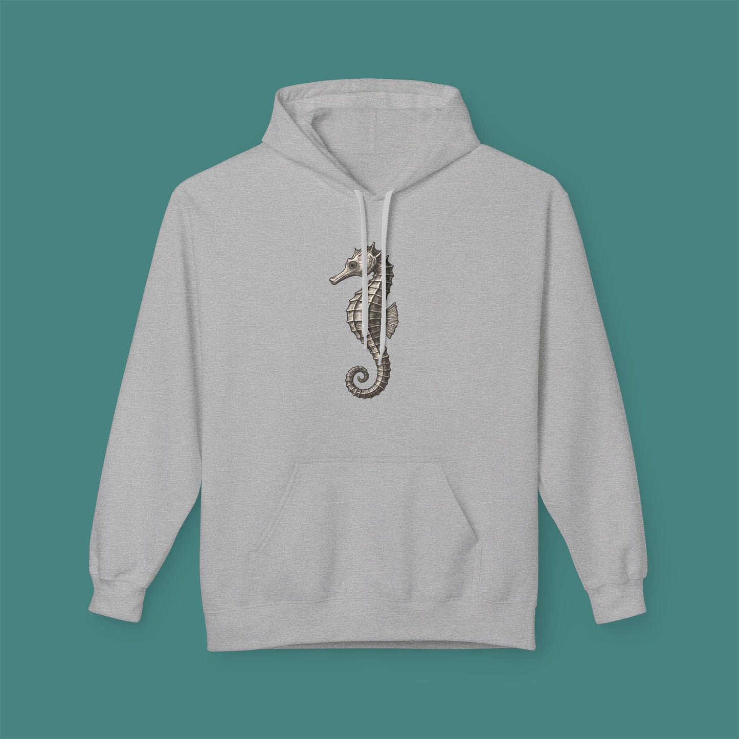 Vintage Etching Seahorse Fleece Unisex Hoodie