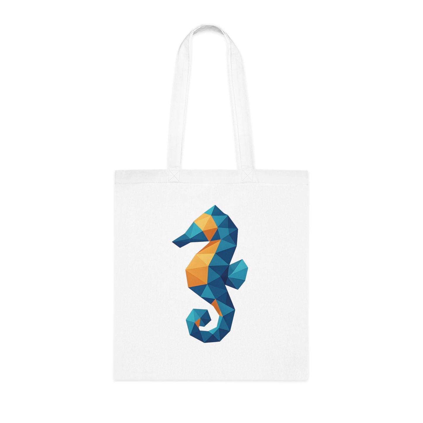 Geometric Polygon Seahorse Tote Bag