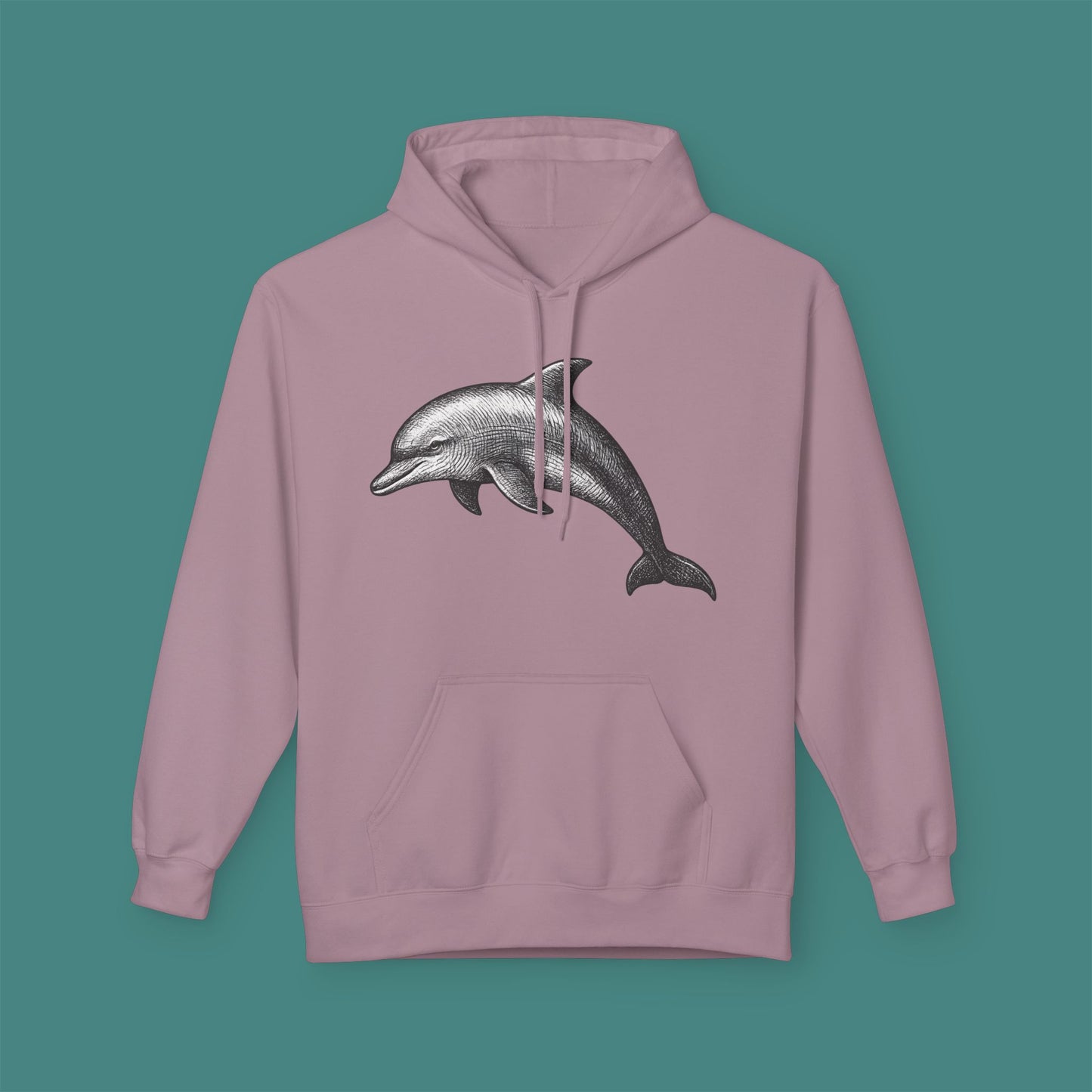 Vintage Etching Dolphin Fleece Unisex Hoodie