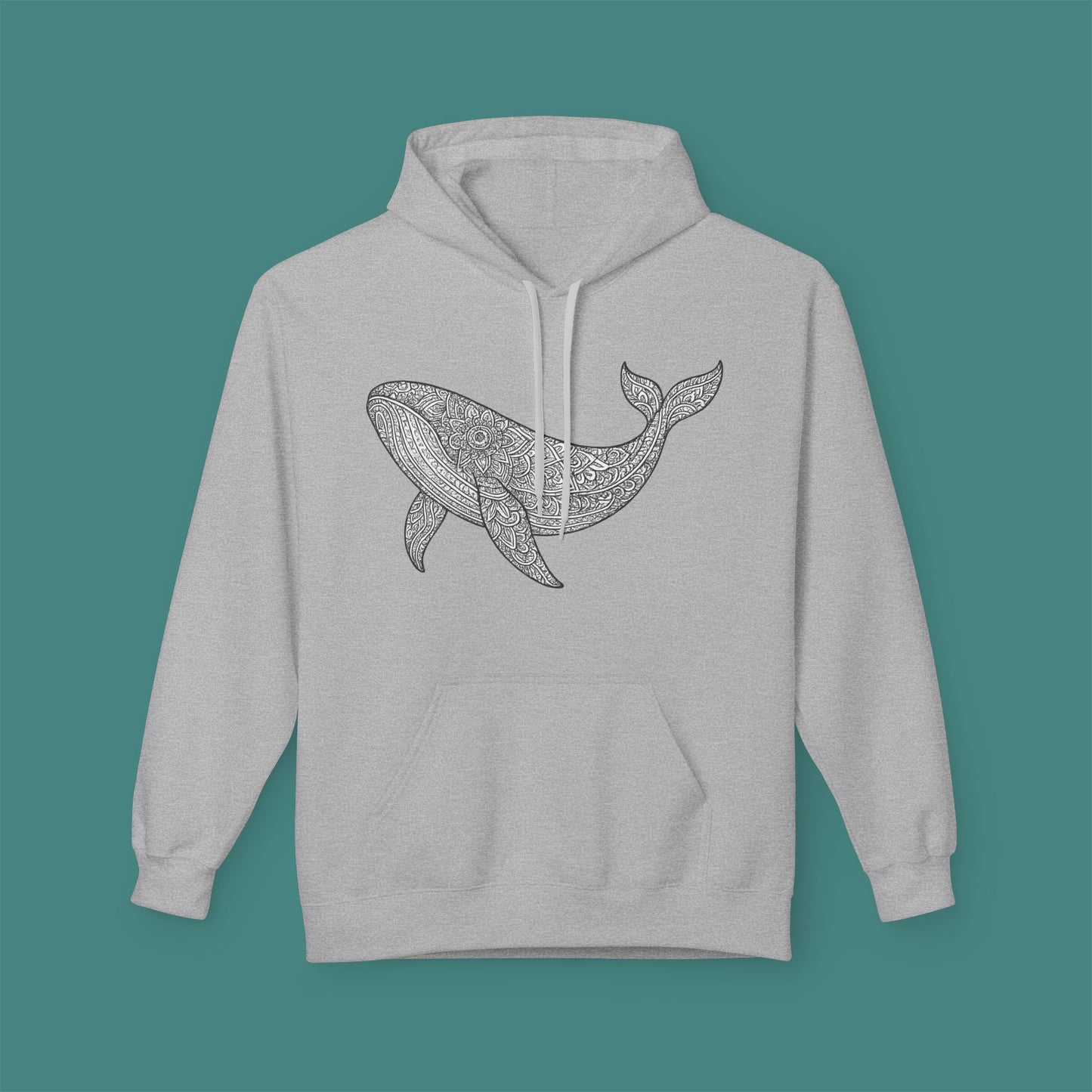 Intricate Mandala Whale Fleece Unisex Hoodie
