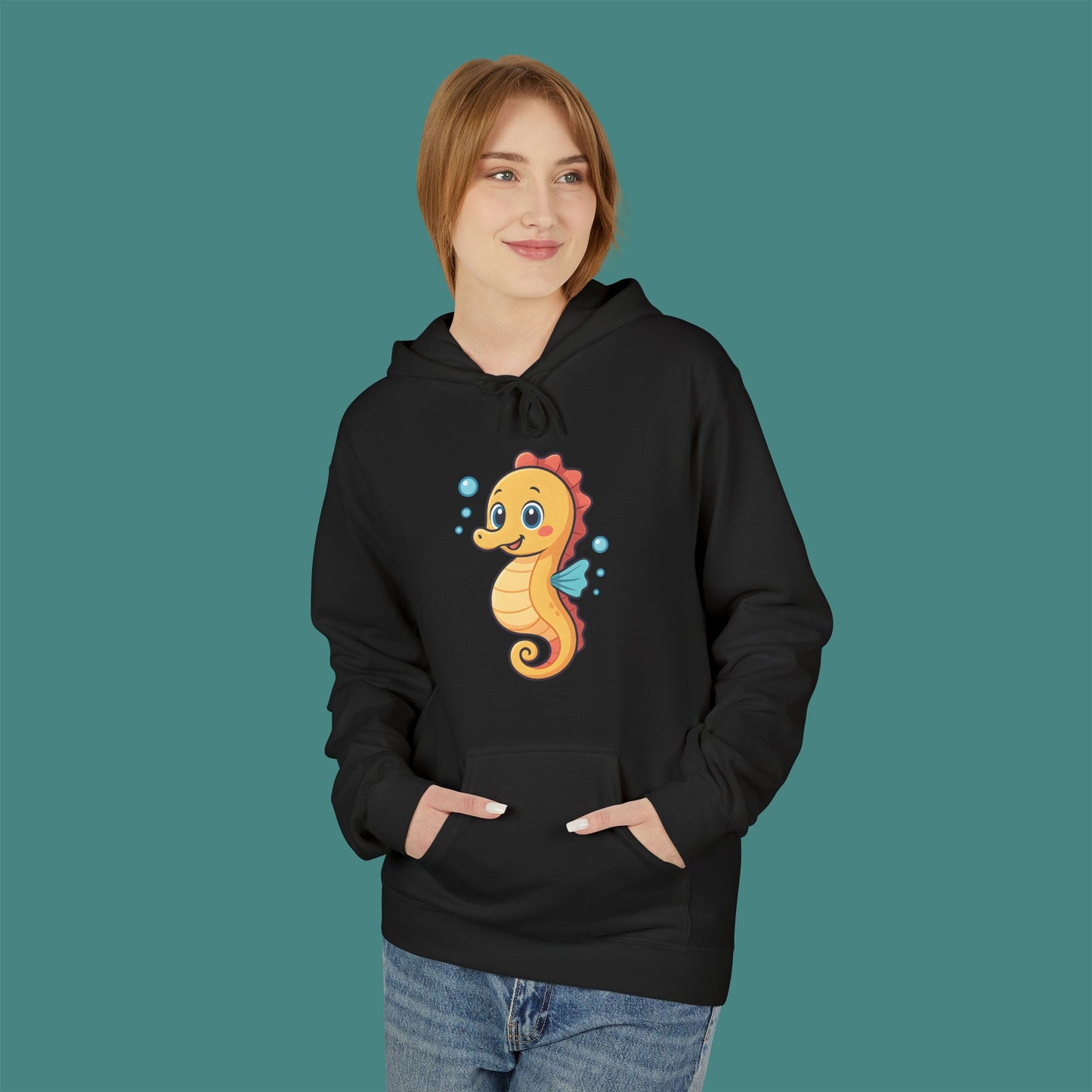 Cartoon Cute Seahorse Fleece Unisex Hoodie