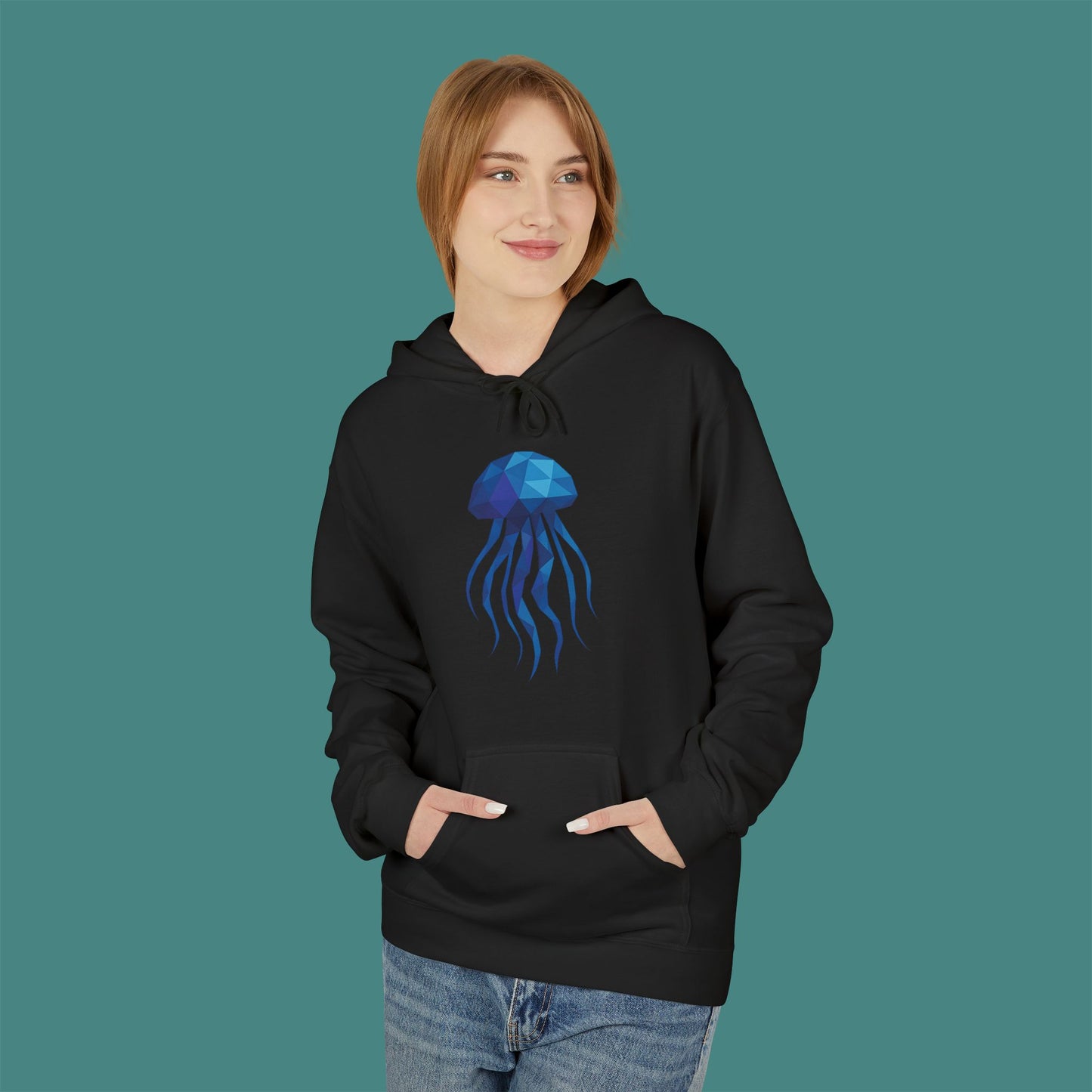 Geometric Polygon Jellyfish Fleece Unisex Hoodie