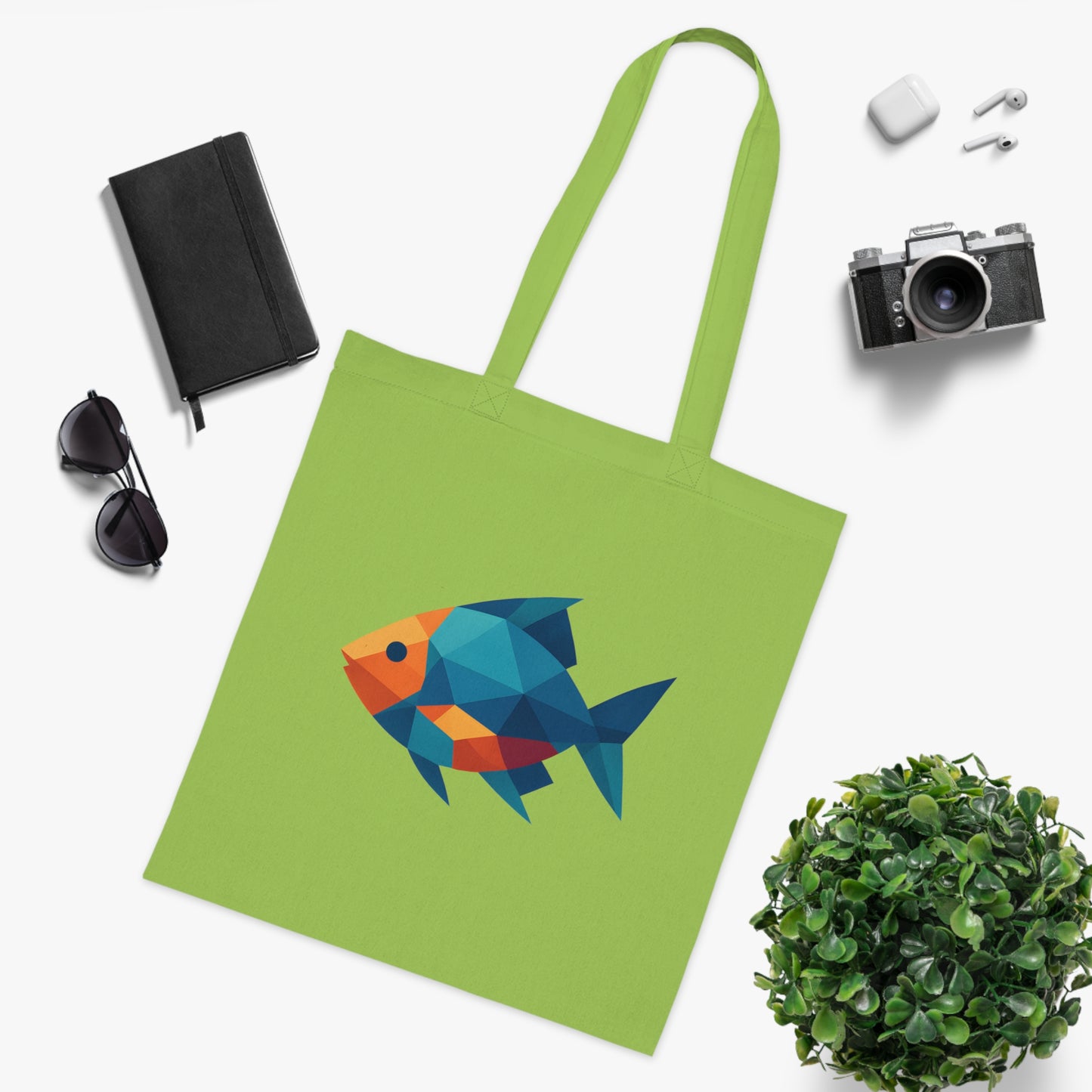 Geometric Polygon Fish Tote Bag