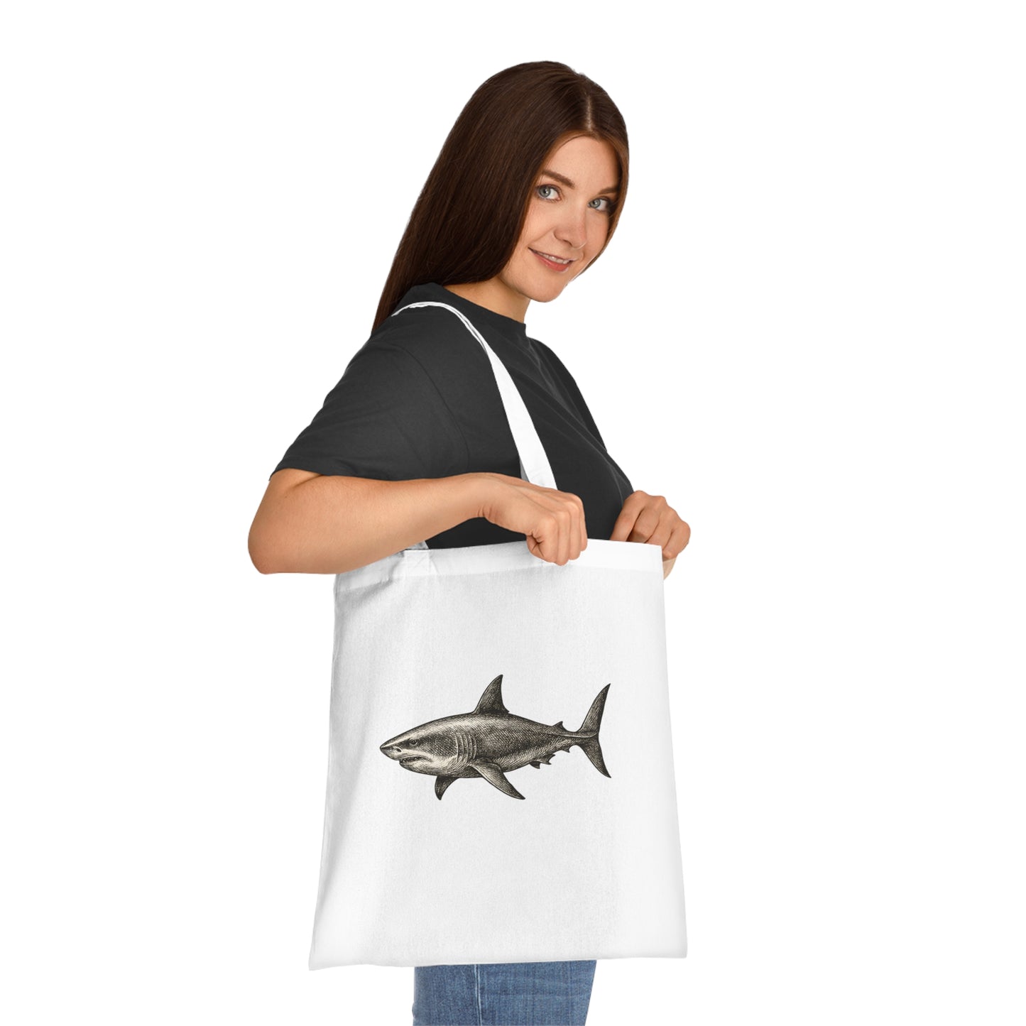 Vintage Etching Shark Tote Bag