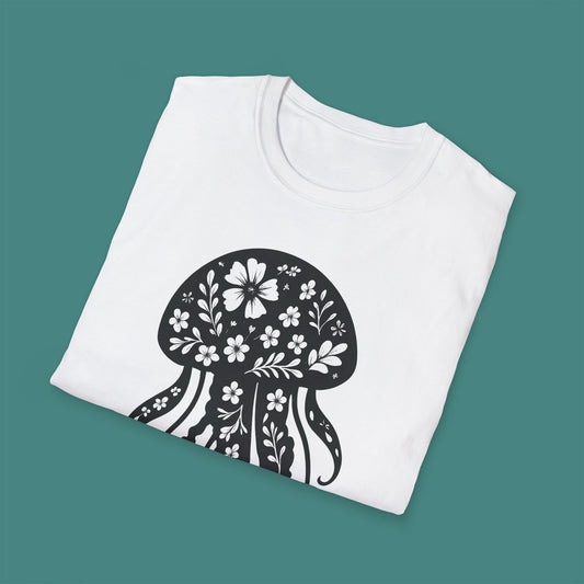 Floral Jellyfish Silhouette Unisex T-Shirt