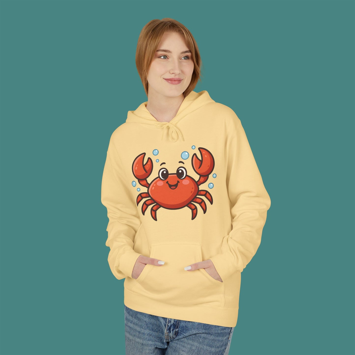 Cartoon Cute Crab Fleece Unisex Hoodie