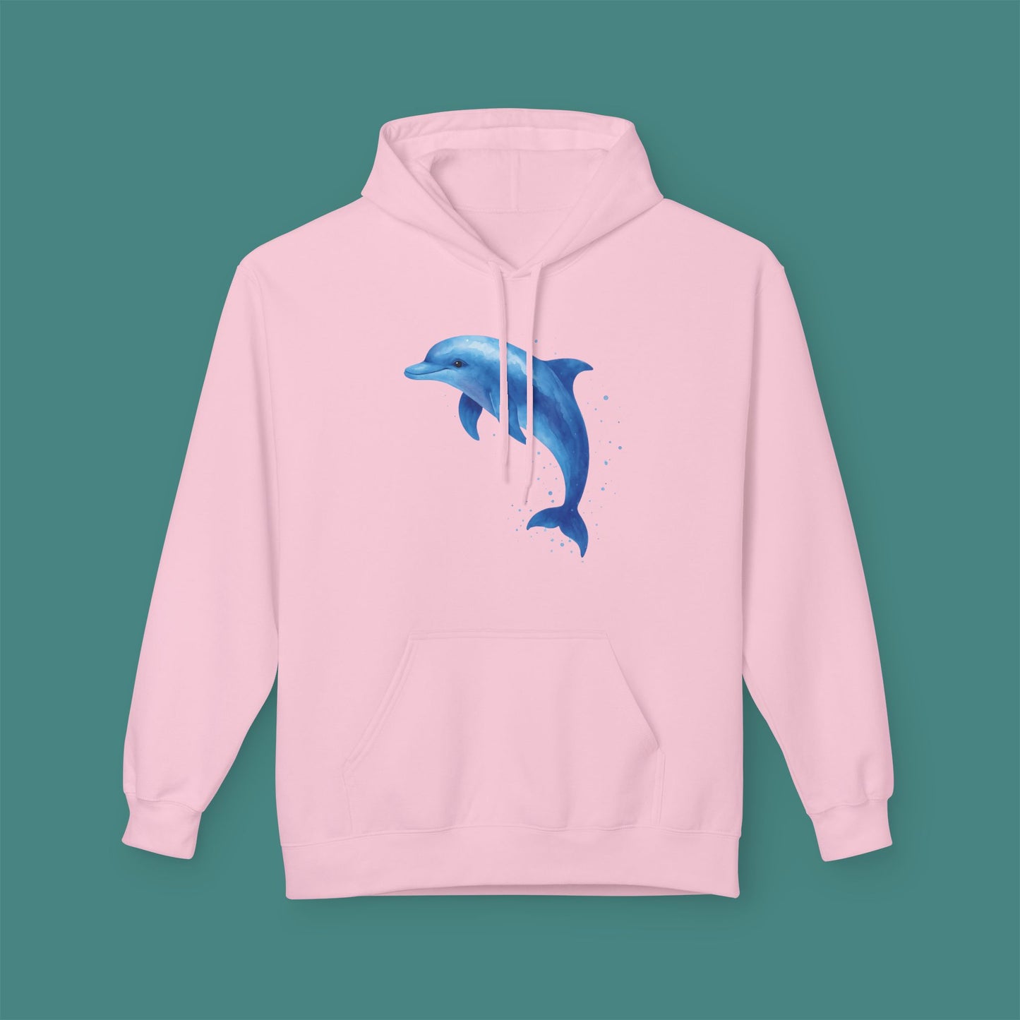 Watercolor Splash Dolphin Fleece Unisex Hoodie