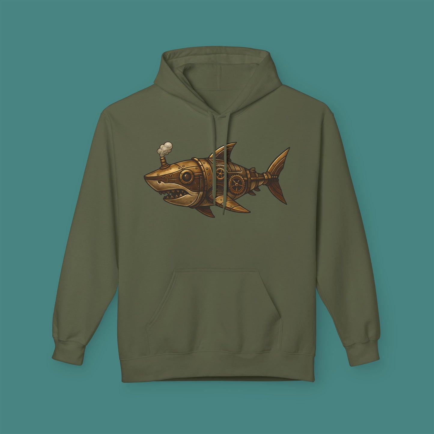 Steampunk Mechanical Shark Fleece Unisex Hoodie