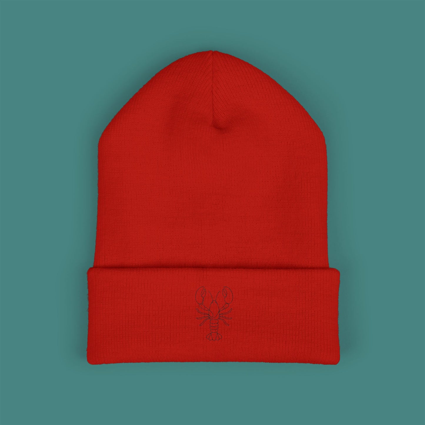 Minimalist Line Art Lobster Embroidered Beanie