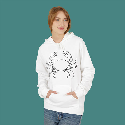 Minimalist Line Art Crab Fleece Unisex Hoodie