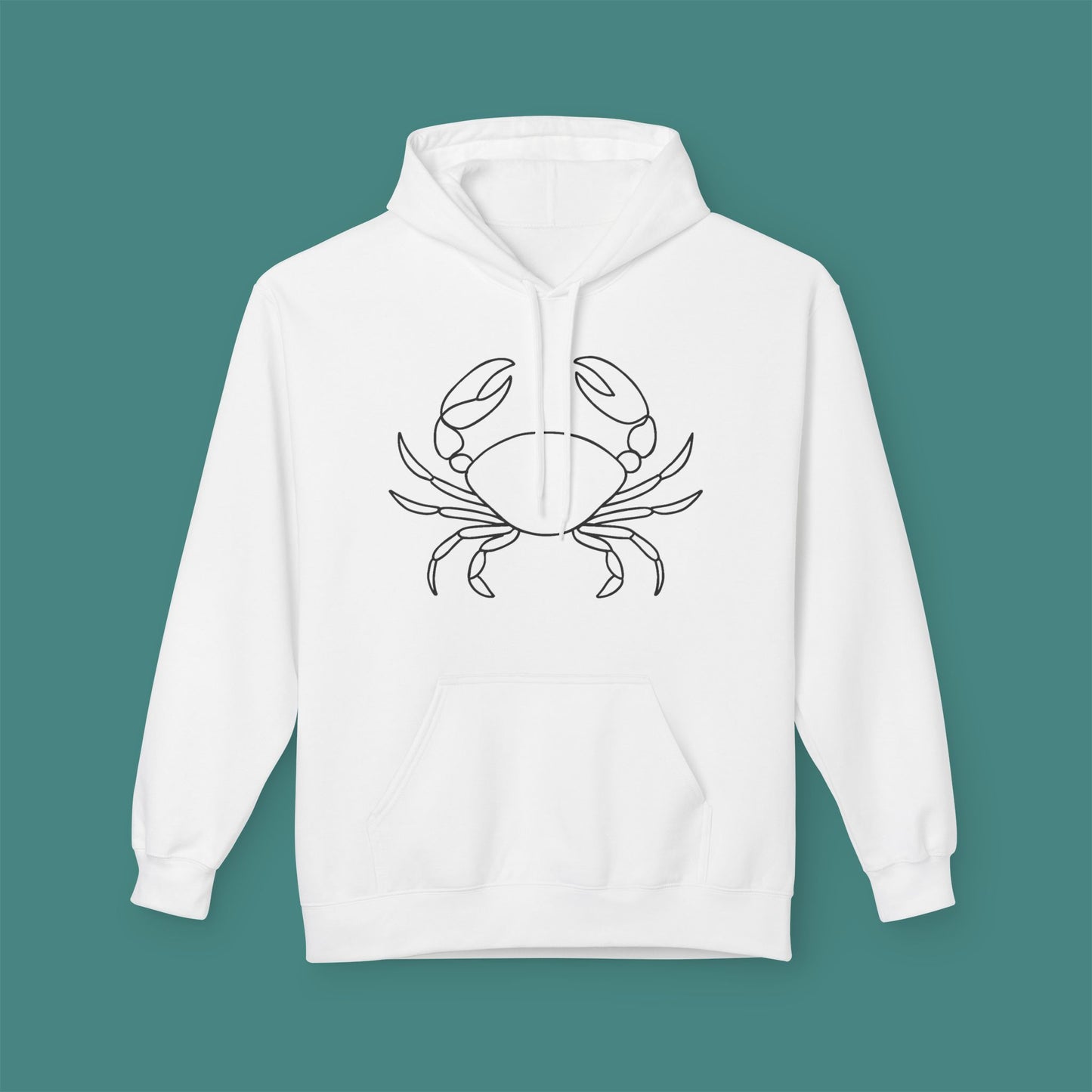 Minimalist Line Art Crab Fleece Unisex Hoodie