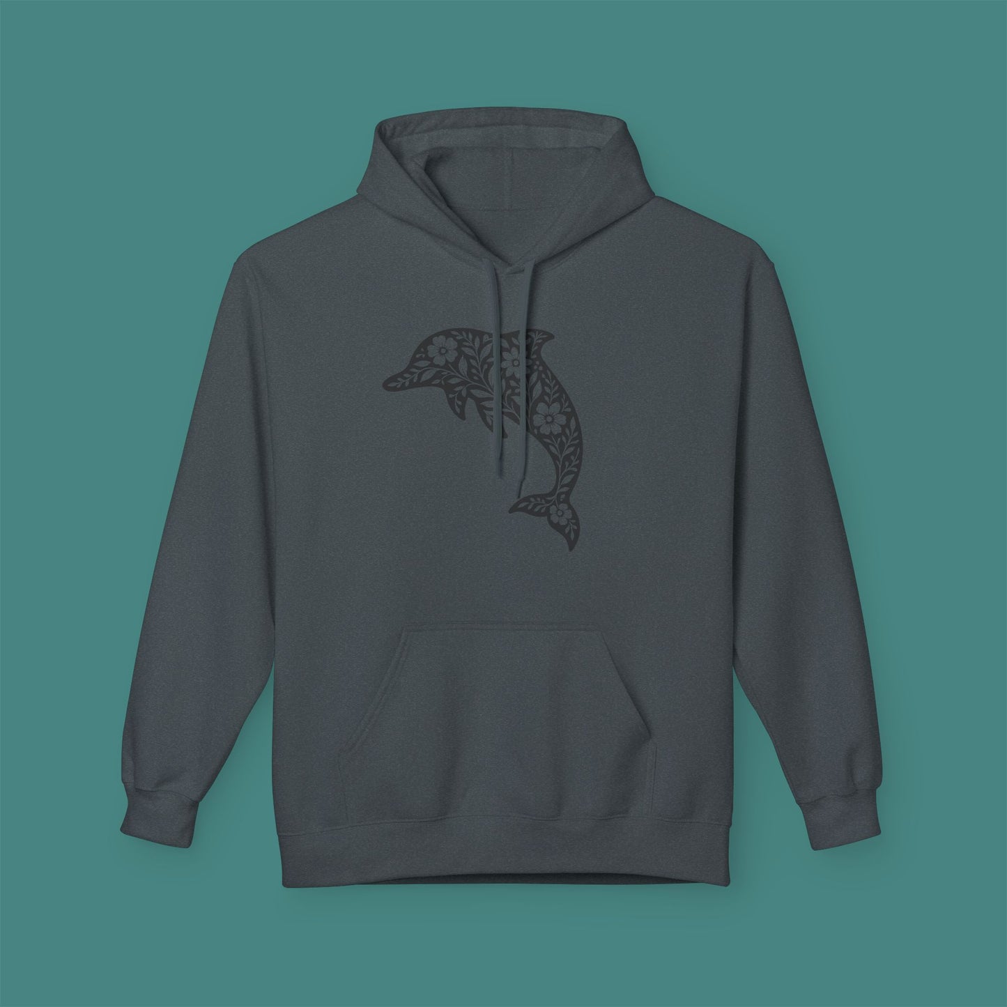 Floral Dolphin Silhouette Fleece Unisex Hoodie