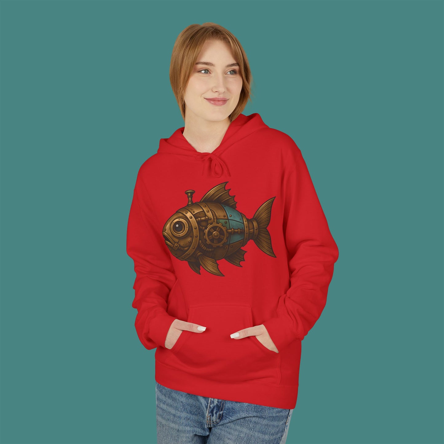 Steampunk Mechanical Fish Fleece Unisex Hoodie