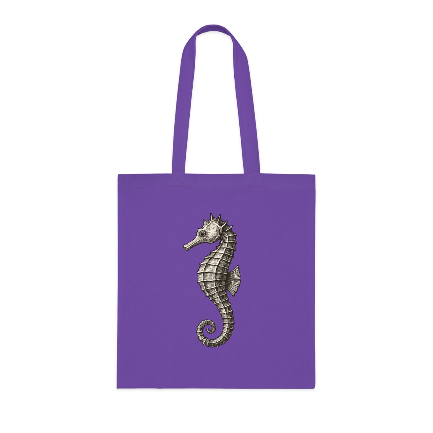 Vintage Etching Seahorse Tote Bag