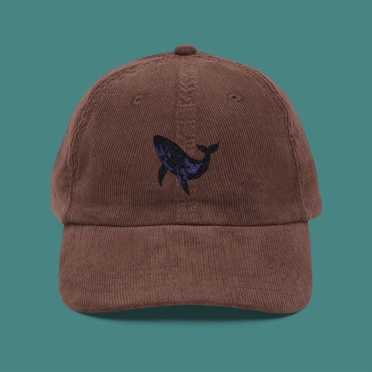 Cosmic Galaxy Whale Corduroy Embroidered Cap