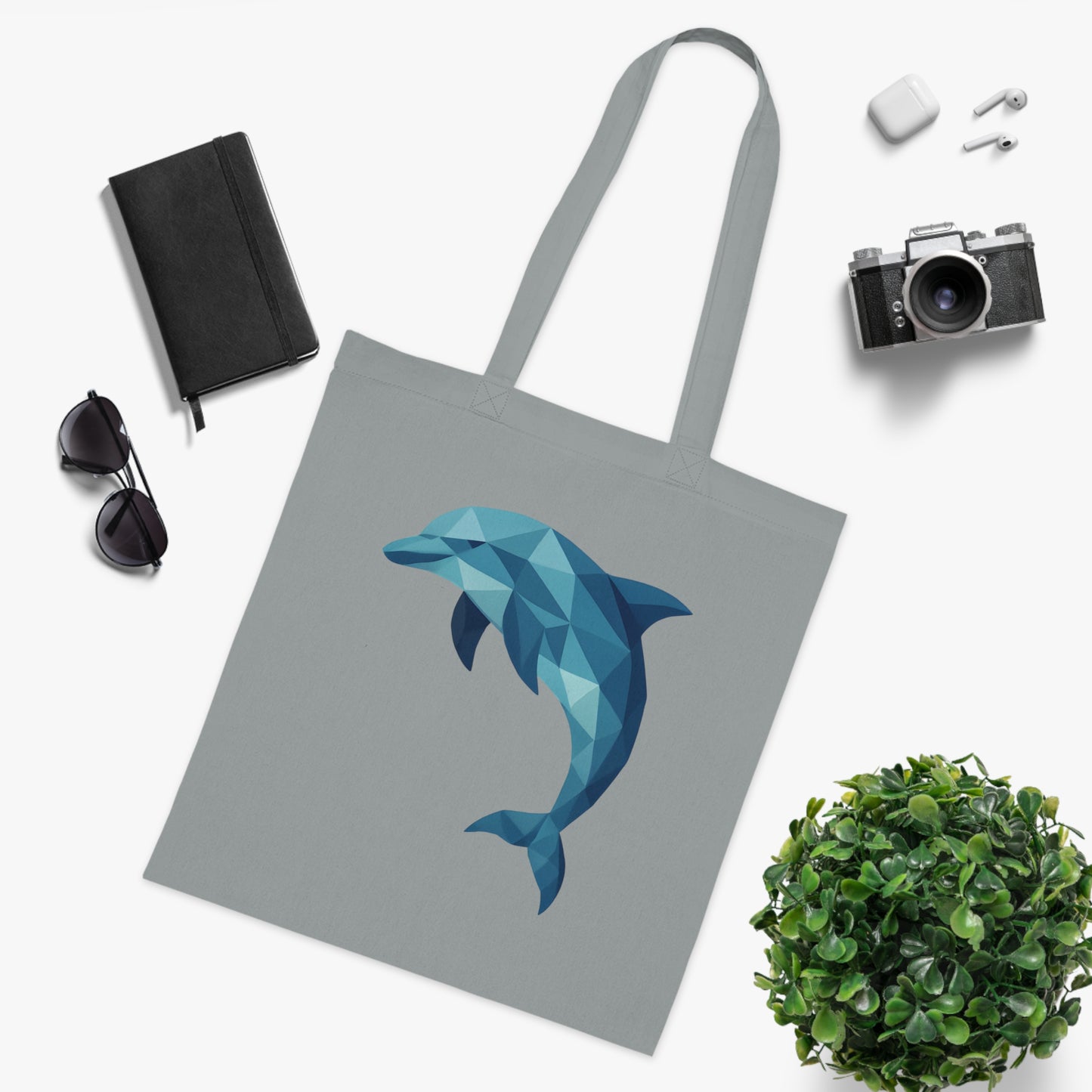 Geometric Polygon Dolphin Tote Bag