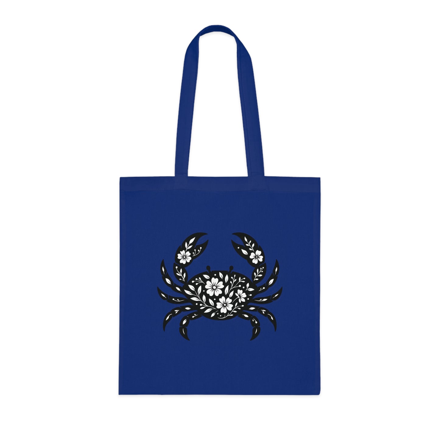 Floral Crab Silhouette Tote Bag